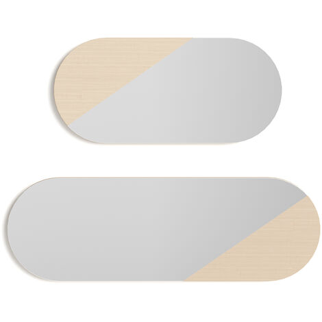 Conjunto de 2 espejos de pared de la colección Mixes (755+756), en MDF con detalle frontal lacado.