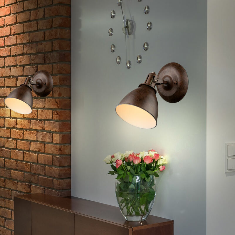 

Juego de 2 focos de iluminación de pared, luces giratorias, lámparas, puntos, estilo rústico, color óxido