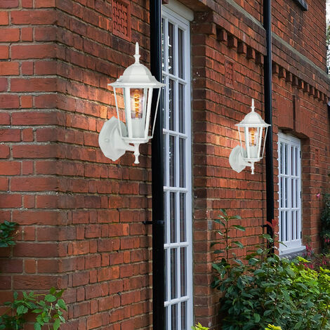 Conjunto de 2 focos exteriores lámparas de jardín IP44 ALU linternas fachadas vidrio iluminación blanco casquillo E27