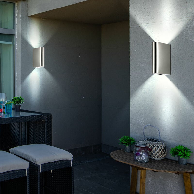 

Juego de 2 luces LED para exteriores, apliques, focos de acero inoxidable, luces ARRIBA ABAJO
