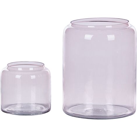 Conjunto de 2 jarrones de vidrio rosa coloreado teñido accesorio decorativo moderno interior Rasam
