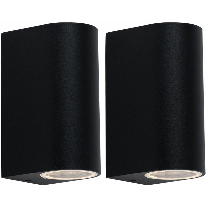 

Aplique de pared exterior luz exterior Up & Down negro luz de fachada aluminio exterior luces casa, 2x GU10, An x Al 6,5x14,5 cm, juego de 2