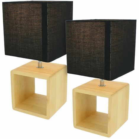 Conjunto de 2 lámparas de noche y mesa de madera E14 30cm BRAGI