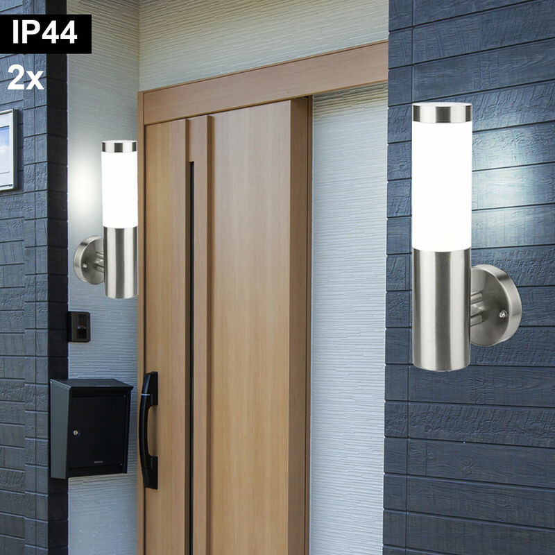 

Conjunto de 2 lámparas de pared de exterior zona de parque de acero inoxidable proyector luces de trama