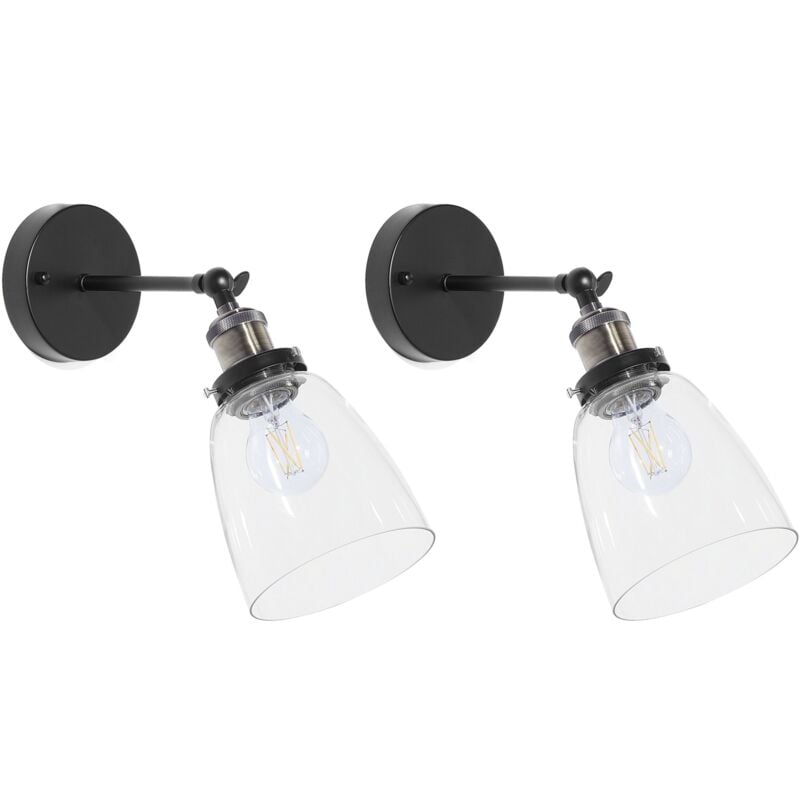 

Conjunto de 2 lámparas de pared de vidrio negras LOVAT