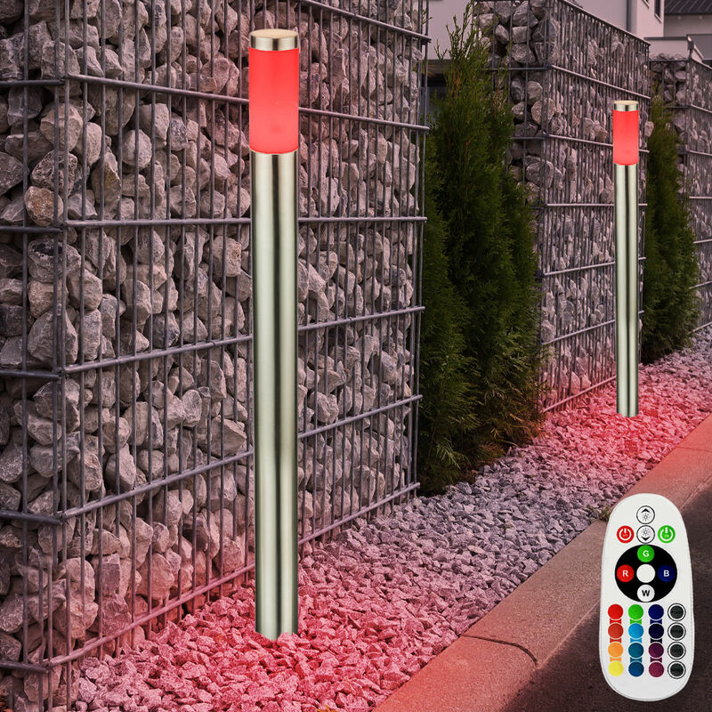 

Juego de 2 lámparas de pie, iluminación exterior, mando a distancia en un juego que incluye lámparas LED RGB