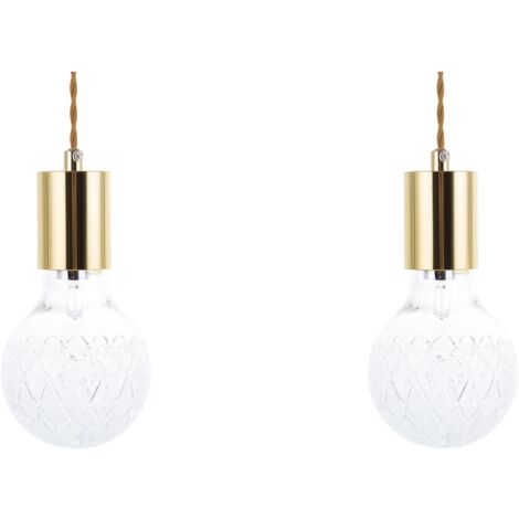 Conjunto de 2 lámparas de techo colgantes doradas estilo industrial minimalista de vidrio Anza