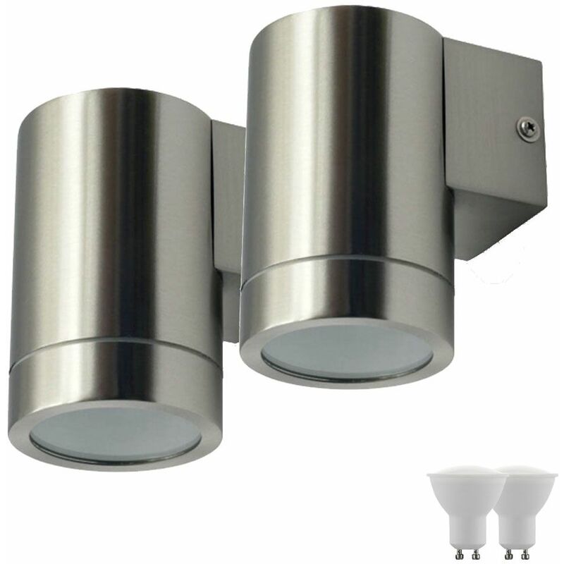 

Juego de 2 focos empotrables LED Focos de pared para fachadas Iluminación exterior de acero inoxidable Lámparas de patio IP44