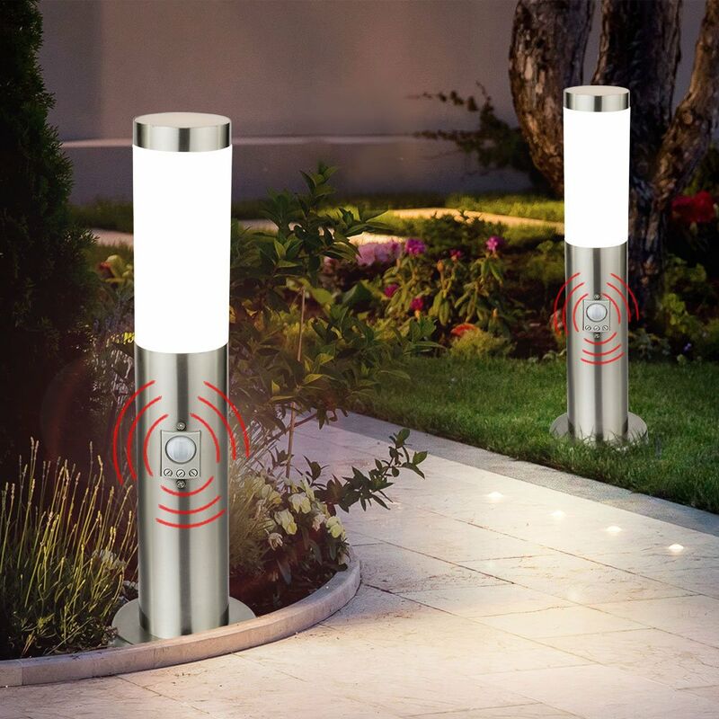 

Juego de 2 lámparas LED de exterior de 9,5 vatios, iluminación de pie, lámpara detectora de movimiento IP44