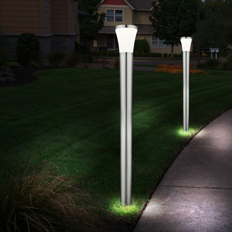 

Juego de 2 lámparas LED de pie para exteriores, iluminación de caminos de jardín, focos de pie para patio de acero inoxidable, luces