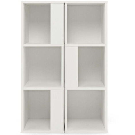 Conjunto de 2 librerías de madera con estantes asimétricos 33 x 33 x 100,5 cm con dispositivos antivuelco en color blanco 200019651
