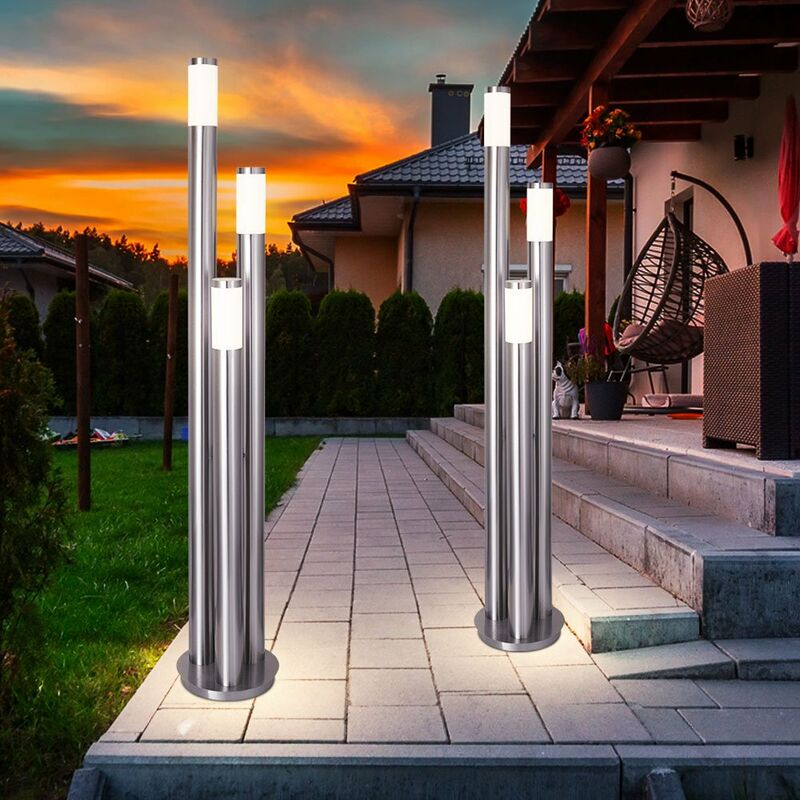 

Juego de 2 luces de base, área al aire libre, iluminación de camino de jardín, lámparas de acero inoxidable