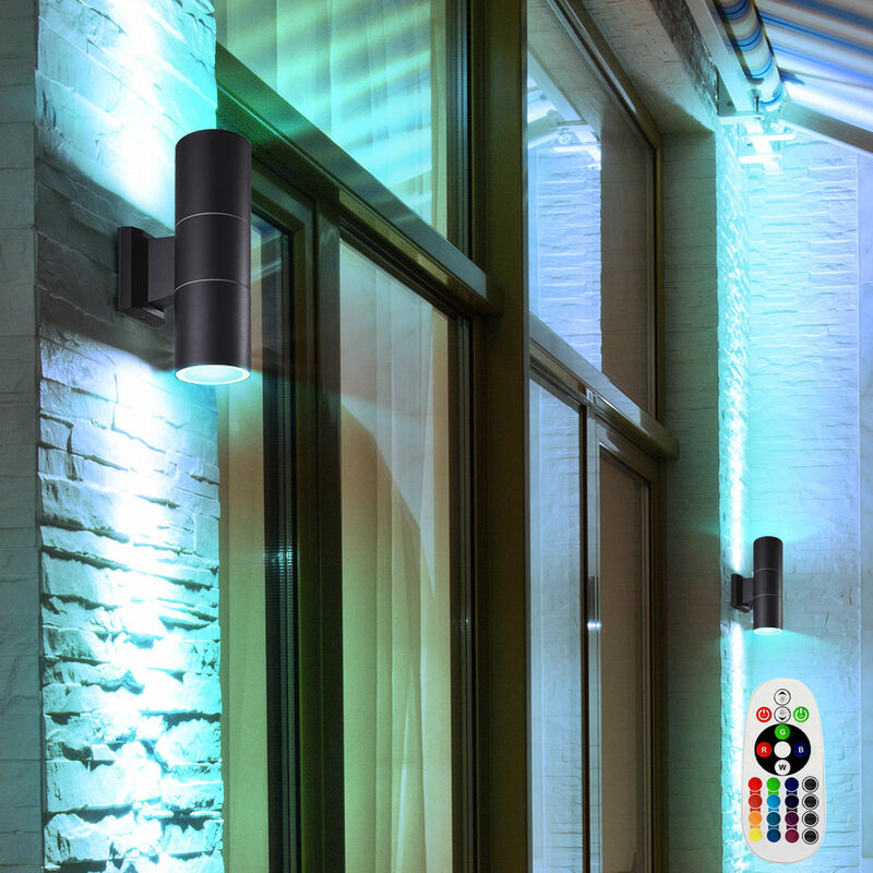 

Juego de 2 luminarias para exteriores UP DOWN focos aplique con mando a distancia en el set que incluye lámparas LED RGB