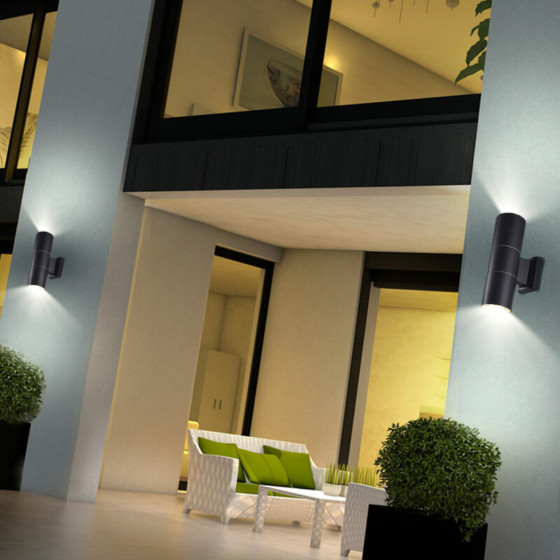 

Juego de 2 iluminación exterior UP DOWN focos apliques apliques luces ALU vidrio transparente