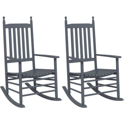 Conjunto de 2 mecedoras asientos curvos en madera de álamo gris DEC029138