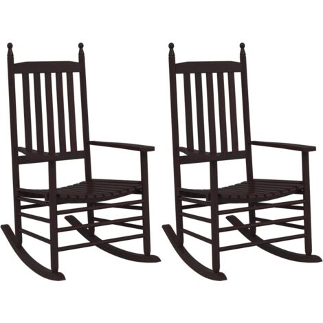 Conjunto de 2 mecedoras asientos curvos en madera de álamo marrón DEC029136