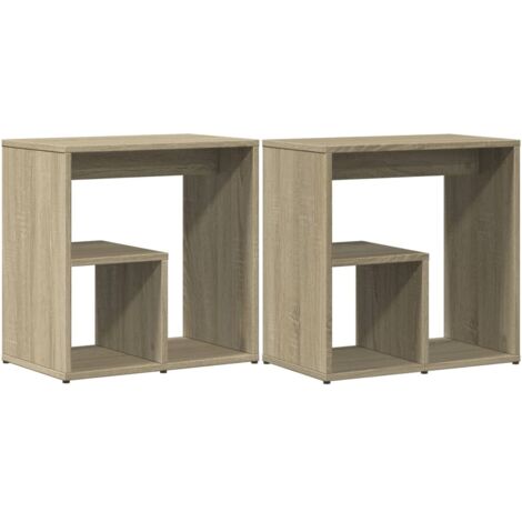 Conjunto de 2 mesas auxiliares 50 x 30 x 50 cm madera contrachapada color roble DEC032629