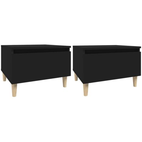 Conjunto de 2 mesas auxiliares con cajón mesitas de noche 50 x 46 x 35 cm en madera contrachapada negra DEC032644