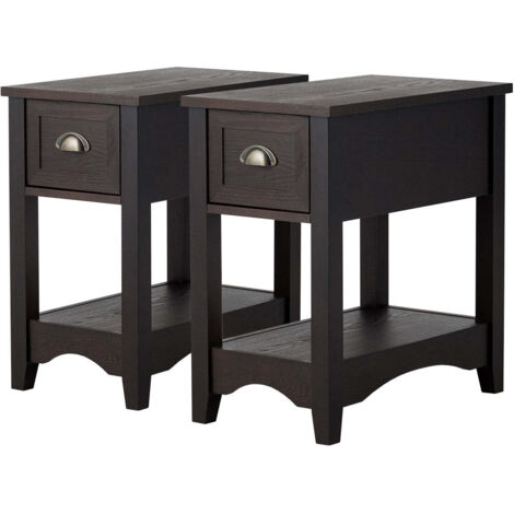Conjunto de 2 mesas auxiliares de diseño retro 56 x 33 x 585 cm con práctico cajón en MDF marrón 200012498