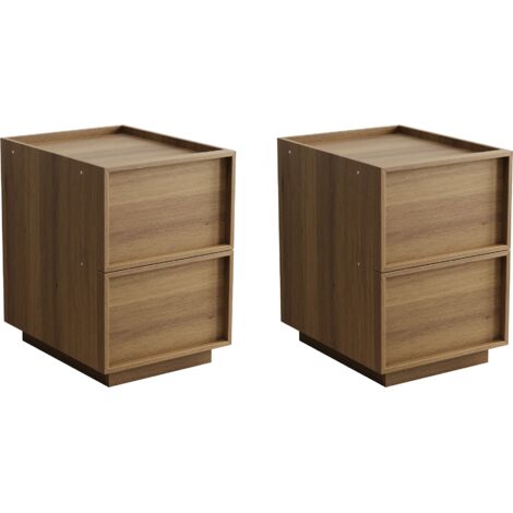 Conjunto de 2 mesitas de noche 38x48x50 cm con 2 cajones sin tiradores, almacenaje, MDF color roble