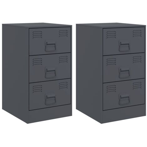 Conjunto de 2 mesitas de noche con 3 cajones 34,5 x 39 x 62 cm acero antracita DEC034819