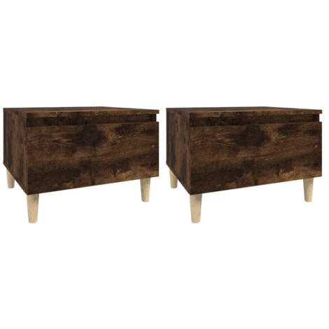 Conjunto de 2 mesitas de noche con cajón 50 x 46 x 35 cm en madera contrachapada marrón DEC032620
