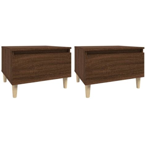 Conjunto de 2 mesitas de noche con cajón 50 x 46 x 35 cm en madera contrachapada marrón DEC032626