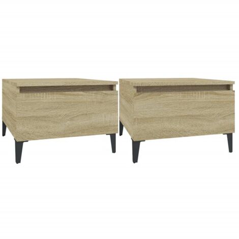 Conjunto de 2 mesitas de noche con cajón 50 x 46 x 35 cm madera contrachapada color roble DEC032631