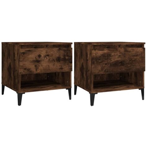 Conjunto de 2 mesitas de noche con cajón 50 x 46 x 50 cm en madera contrachapada marrón DEC032622