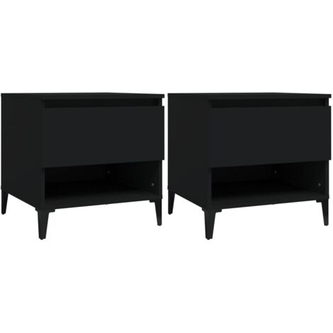 Conjunto de 2 mesitas de noche con cajón 50 x 46 x 50 cm en madera contrachapada negra DEC032645