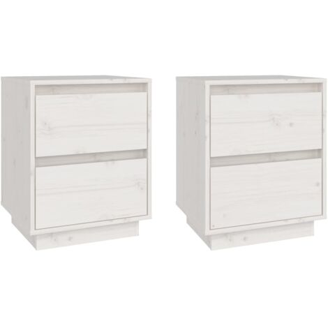 Conjunto de 2 mesitas de noche con dos cajones 40 x 35 x 50 cm madera pino blanco DEC034930