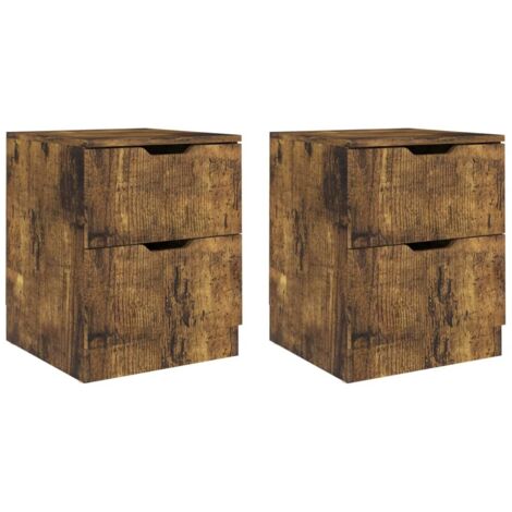 Conjunto de 2 mesitas de noche con dos cajones 40 x 40 x 50 cm madera contrachapada marrón DEC035116