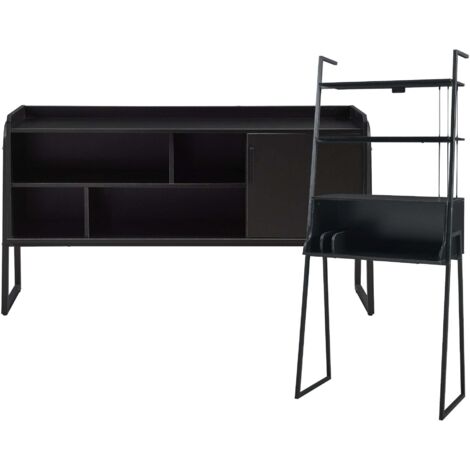 Conjunto de 2 muebles que incluye escritorio y mueble de TV negro 030009363