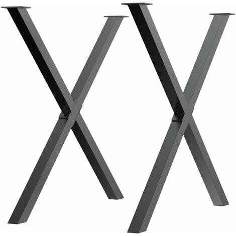 Conjunto de 2 Patas para Mesa Estilo Industrial 40x43 cm en Forma de X Patas  de Muebles de Acero para Soporte con Protectores Tornillos de Montaje