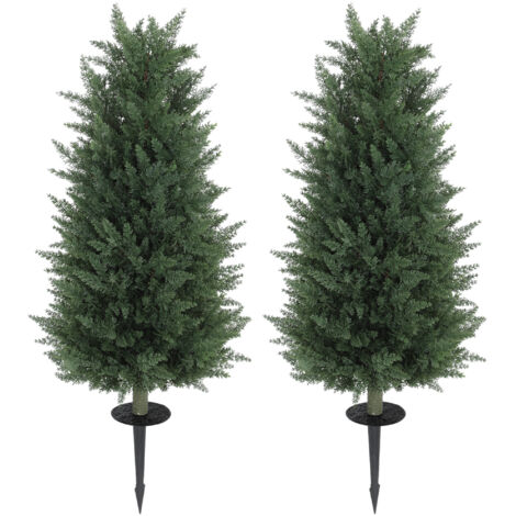 Conjunto de 2 plantas artificiales de ciprés, cada una con 831 hojas, versátiles y verdes.