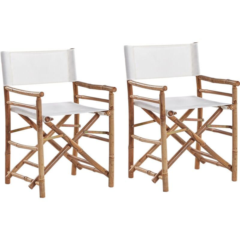 

Conjunto de 2 sillas de balcón de madera clara MOLISE