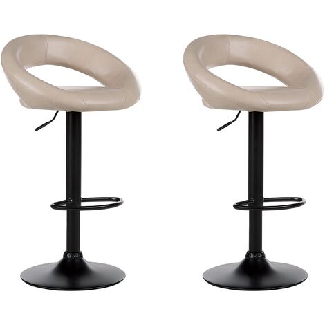 Conjunto de 2 sillas de bar cocina modernos de altura ajustable tapizado piel sintética beige claro Peoria II