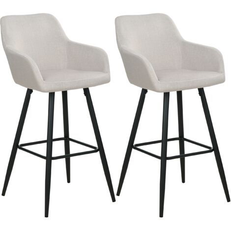 Conjunto de 2 sillas de bar de estilo moderno en color gris pardo fabricadas en terciopelo con patas de metal Casmalia
