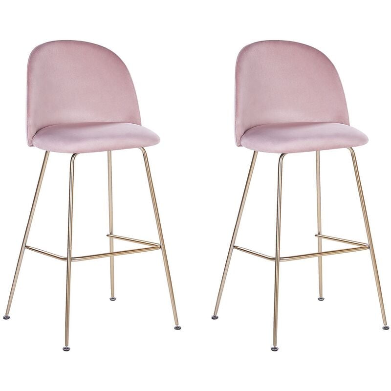 

Conjunto de 2 sillas de bar de terciopelo rosa ARCOLA