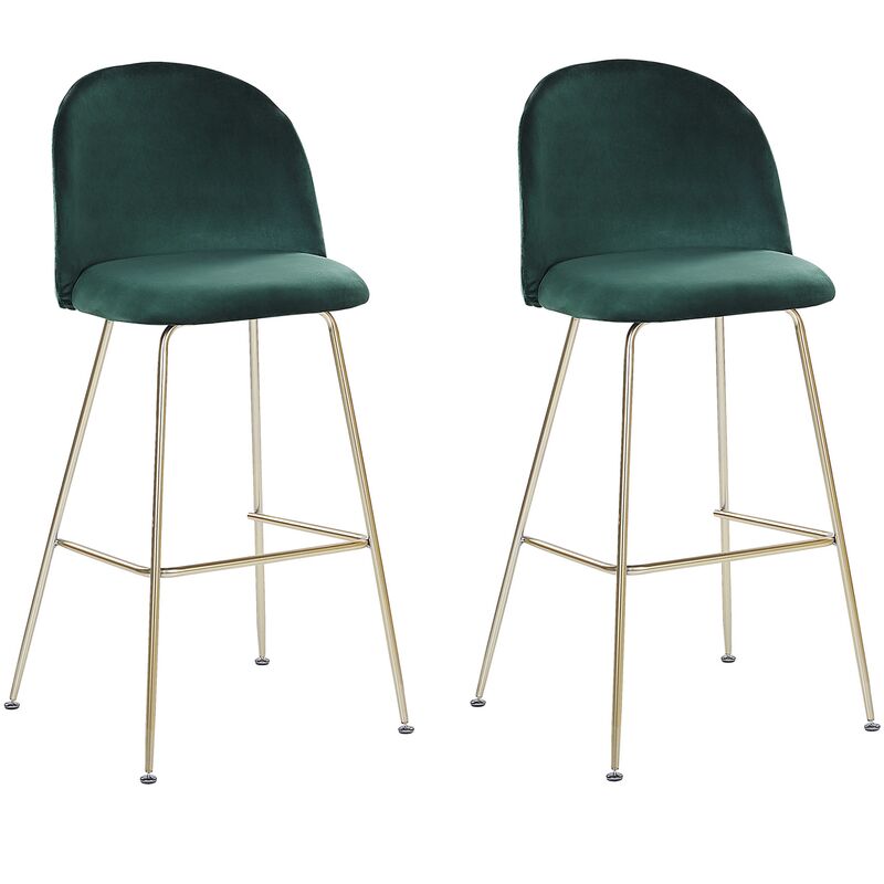

Conjunto de 2 sillas de bar de terciopelo verde ARCOLA