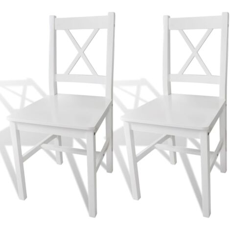 Conjunto de 2 sillas de cocina comedor de diseño clásico madera de pino blanco CDS020166