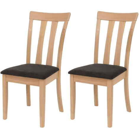 Conjunto de 2 sillas de comedor 96 cm de alto respaldo alto estilo sencillo y elegante en tela negra y madera maciza natural 040009072