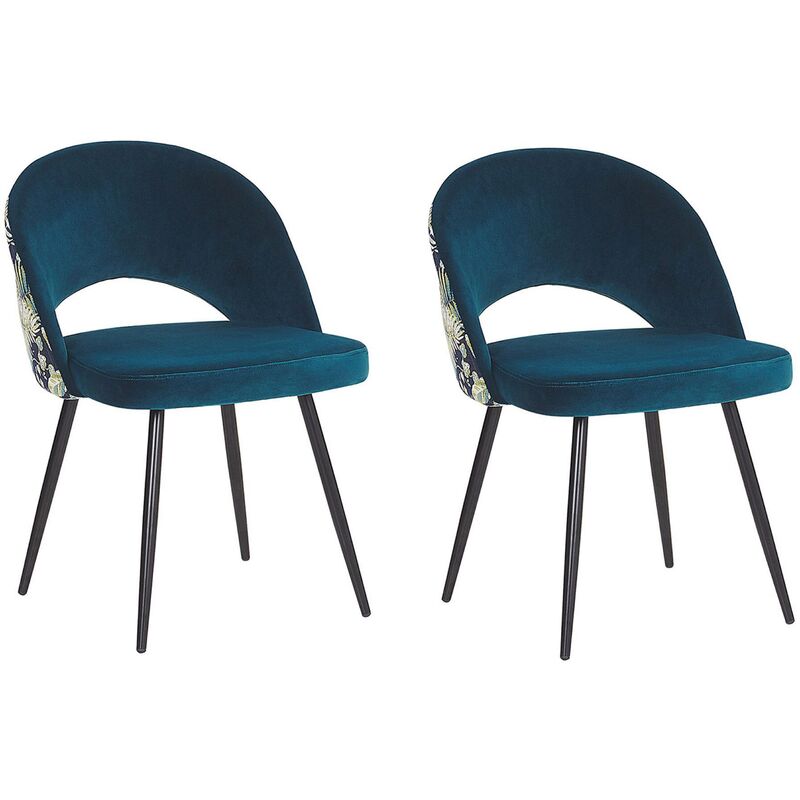 

Conjunto de 2 sillas de comedor de terciopelo azul VIVIAN