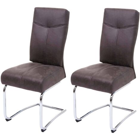 Conjunto de 2 sillas de comedor cómodas y modernas en tejido efecto ante gris 040000406