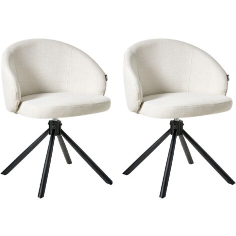 Conjunto de 2 sillas de comedor con base giratoria blanco crema Ovalo