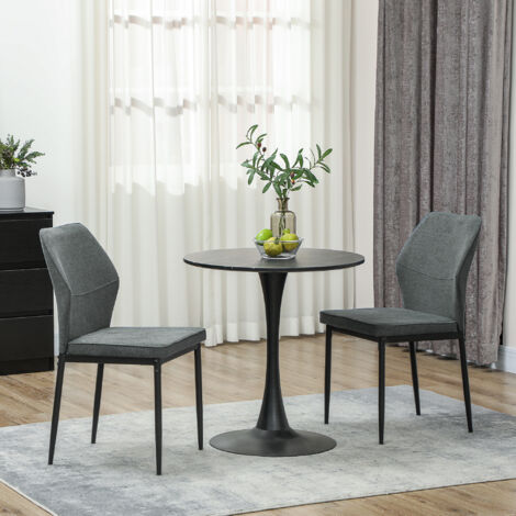 Conjunto de 2 Sillas de Comedor con Tapizado de Terciopelo Sintético Respaldo Curvo y Patas de Acero 45x57x86 cm Gris