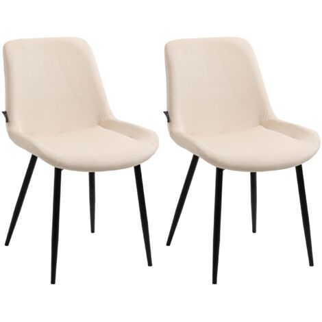 Conjunto de 2 sillas de comedor de diseño modernas y cómodas en terciopelo crema y metal negro mate 100007319