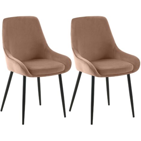 Conjunto de 2 sillas de comedor de diseño moderno elegantes y cómodas en terciopelo marrón con estructura de metal negro 100007630