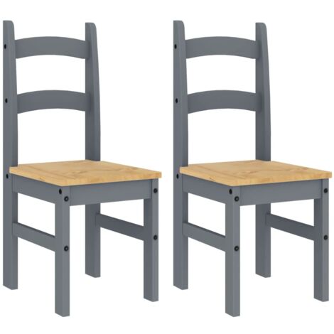 Conjunto de 2 sillas de comedor de diseño rústico 40 x 46 x 99 cm en madera de pino gris DEC025510
