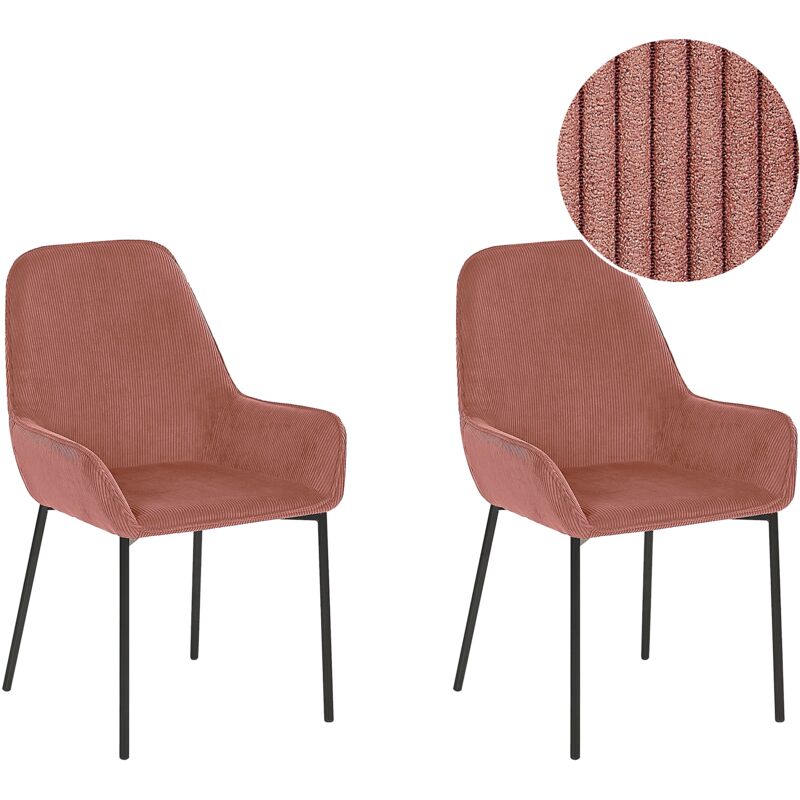 

Conjunto de 2 sillas de comedor de pana rosa LOVERNA
